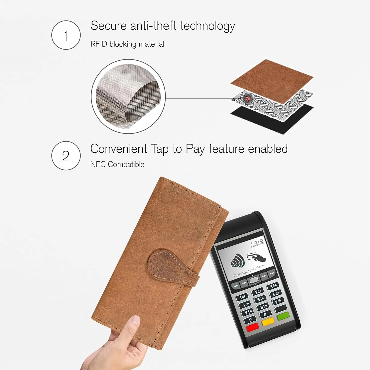 Real Leather Women Wallet Leather with RFID Blocking -Trifold Card Holder Designer Ladies Clutch with ID Window Wallets