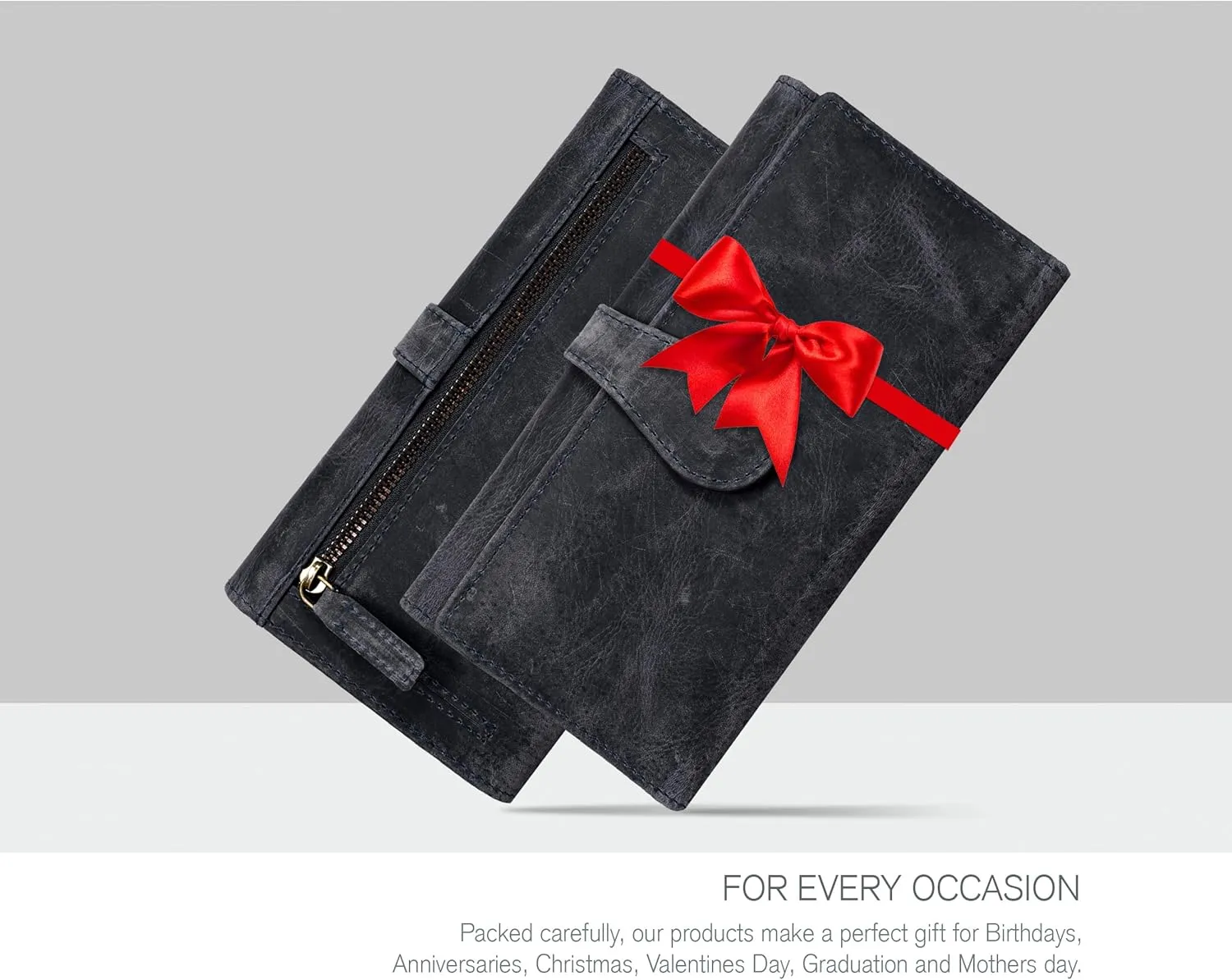 Real Leather Women Wallet Leather with RFID Blocking -Trifold Card Holder Designer Ladies Clutch with ID Window Wallets