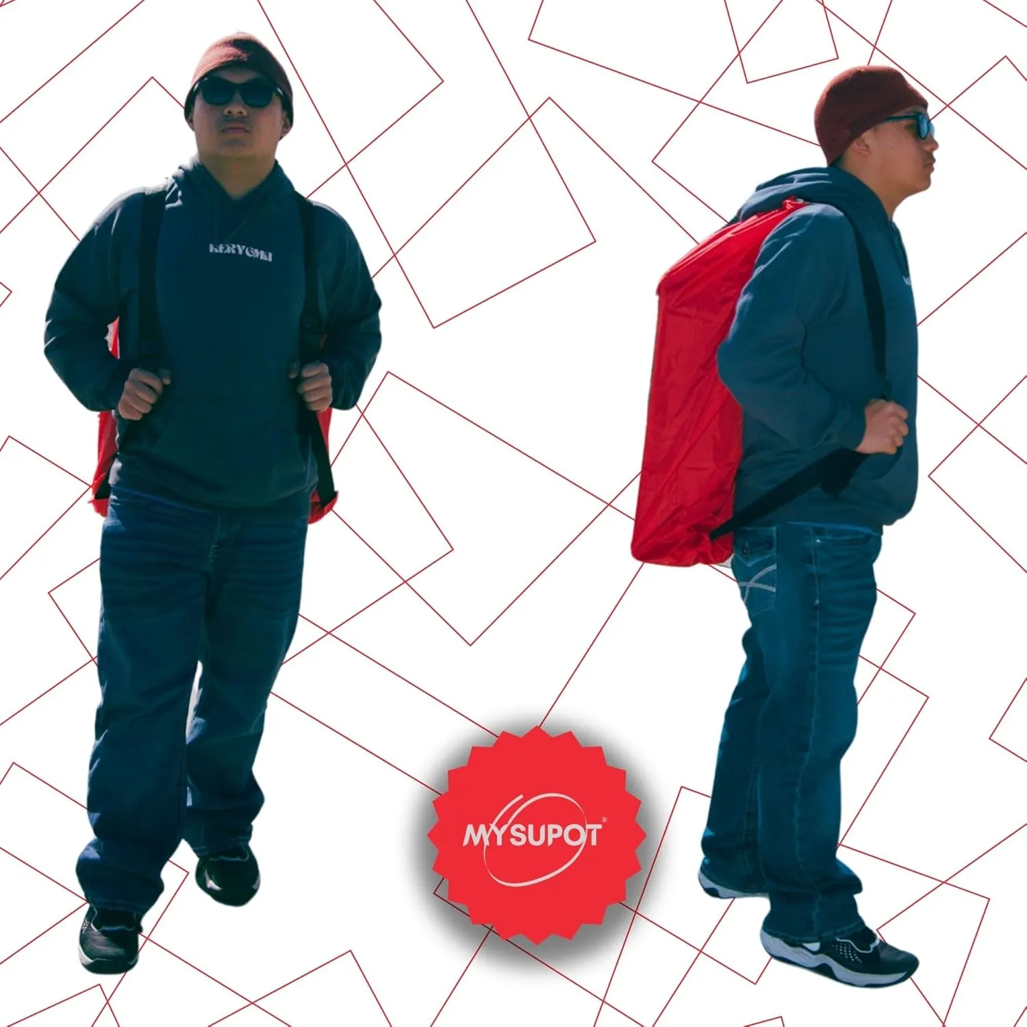 RED (26" H x 14" Dia.) Tent Replacement Bag, Tent Bag. Also, for Flip Seat, Bleacher Seat, Booster Seat, Stroller, Laundry, & Camping. 420D Polyester w/Adjustable Straps & Mesh Pocket.