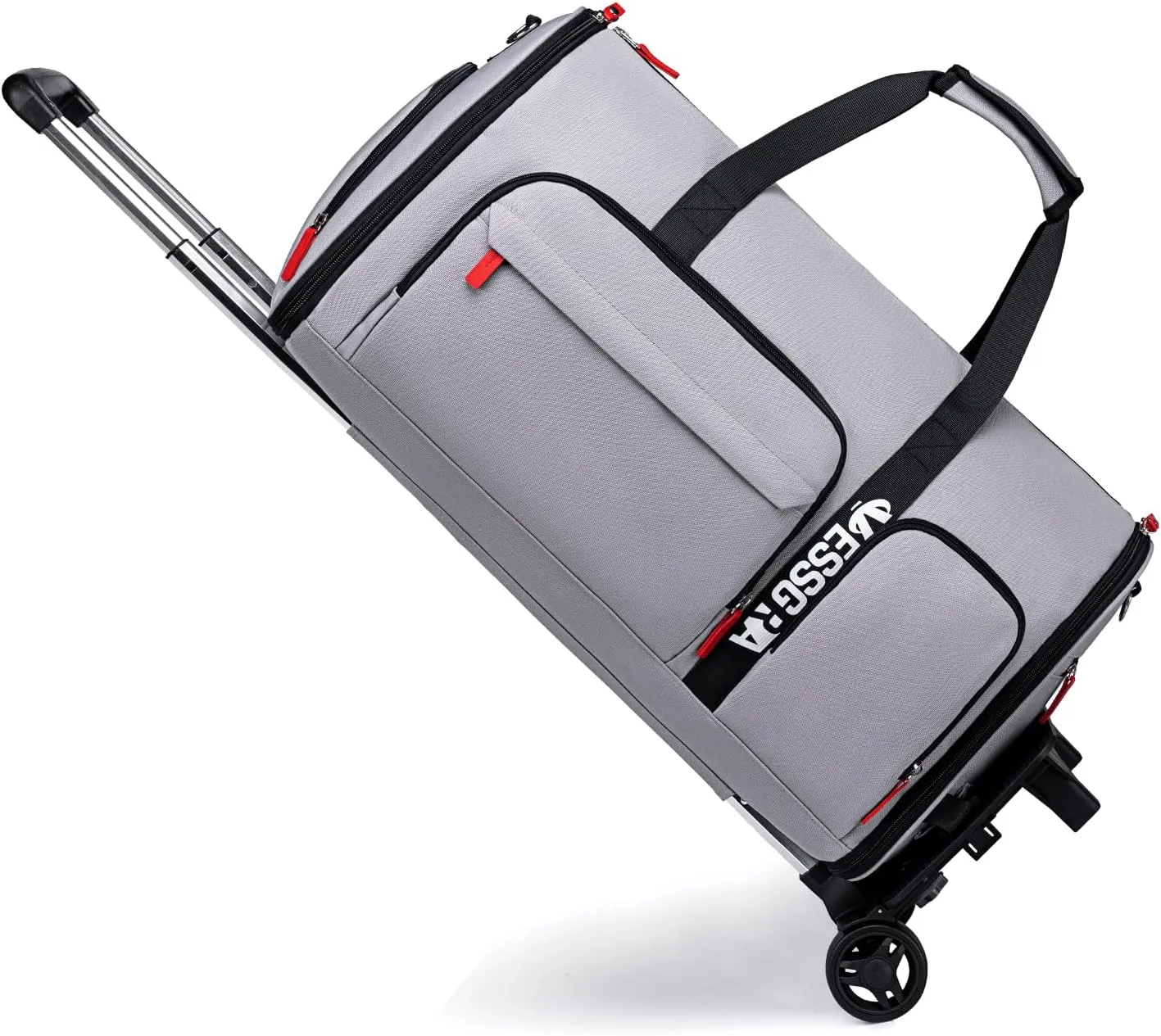 Rolling Garment Bags for Travel, Garment Bag with Wheels, Convertible Garment Duffel bag, Carry On Garment Bag with Shoe Compartment, Rolling Duffel Bag with Detachable Trolley System-Grey