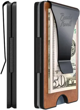 Rowdy Parrot ElasTech Tactical Wallets for Men - RFID Blocking - CNC Machined - Top Grain Leather and Aerospace Grade Aluminum - Slim Minimalist Money Clip Wallet - Gift Box Included - USA Owned