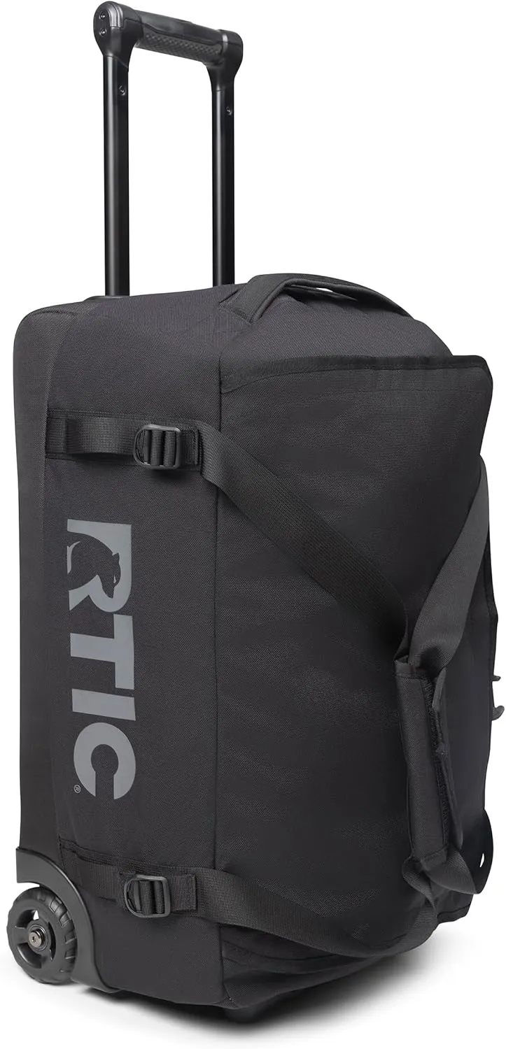 RTIC Road Trip Rolling Duffle Bag with Wheels for Men and Women, Traveling Tote for Camp, Travel, Gym, Weekender, Camping, Overnight Carry On, Sports, Spacious, Water Resistant, Medium, Black