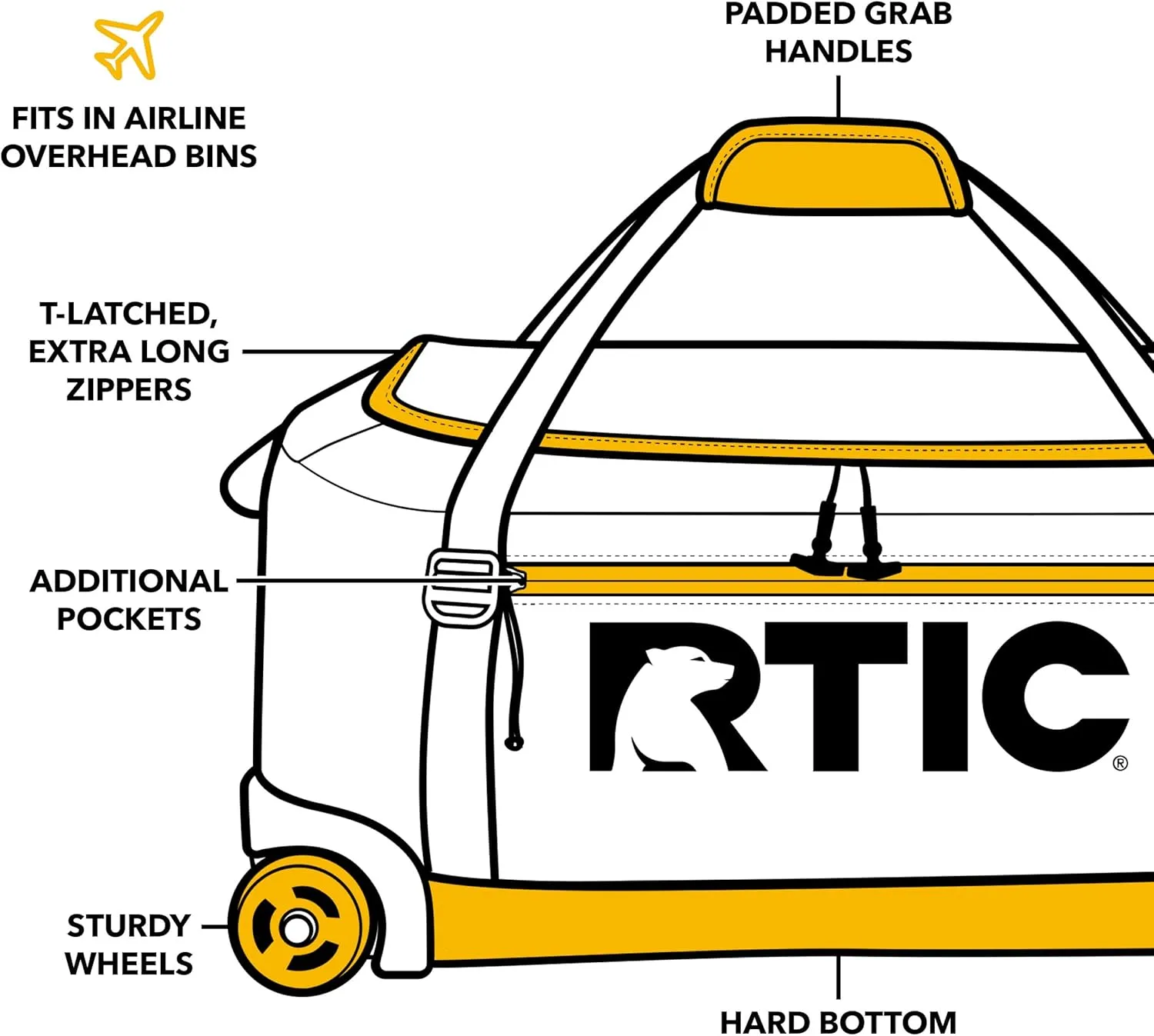 RTIC Road Trip Rolling Duffle Bag with Wheels for Men and Women, Traveling Tote for Camp, Travel, Gym, Weekender, Camping, Overnight Carry On, Sports, Spacious, Water Resistant, Medium, Black