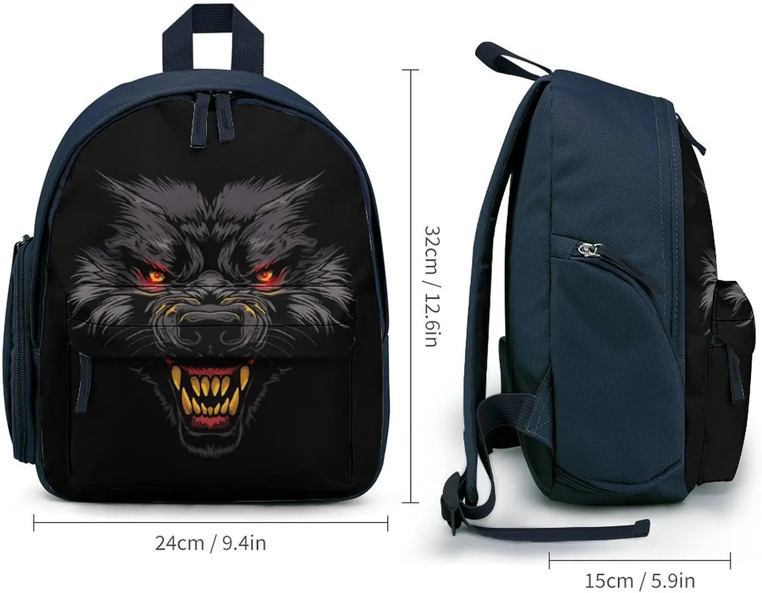 Scary Werewolf Face Cute Backpack Daily Casual Daypack Travel Mini Bag with Adjustable Strap Blue-style-35
