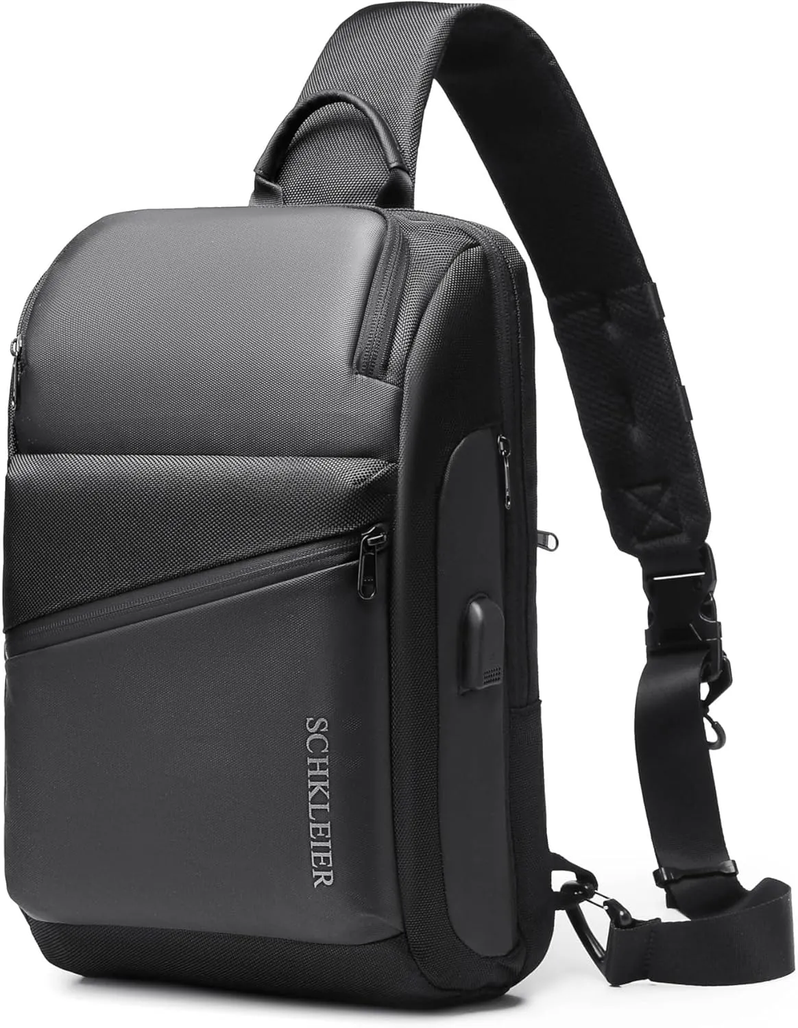 Schkleier Anti-theft Crossbody Bag Laptop Messenger Backpack for Men Women, Fits 13 Inch Computer, with USB Charging Port, For Business Travel Daily