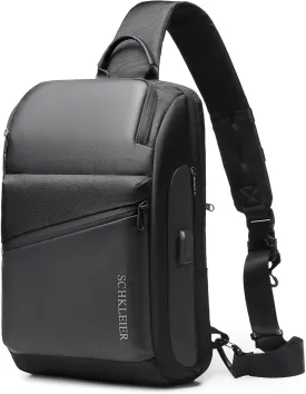 Schkleier Anti-theft Crossbody Bag Laptop Messenger Backpack for Men Women, Fits 13 Inch Computer, with USB Charging Port, For Business Travel Daily