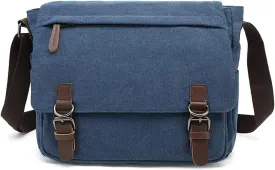 Sechunk Canvas Vintage Messenger Bag Shoulder bag Leather Large Travel Crossbody bags for men women 15inch Laptop