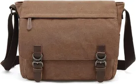 Sechunk Canvas Vintage Messenger Bag Shoulder bag Leather Large Travel Crossbody bags for men women 15inch Laptop