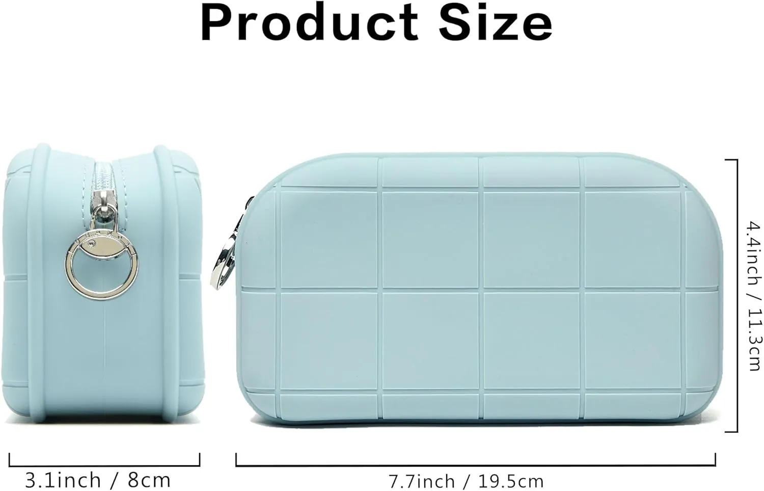 Silicone Makeup Bag Travel Cosmetic Bag Stuff Bag Makeup Pouch Cute Makeup Organizer Versatile Zipper Pouch for Women (Blue)