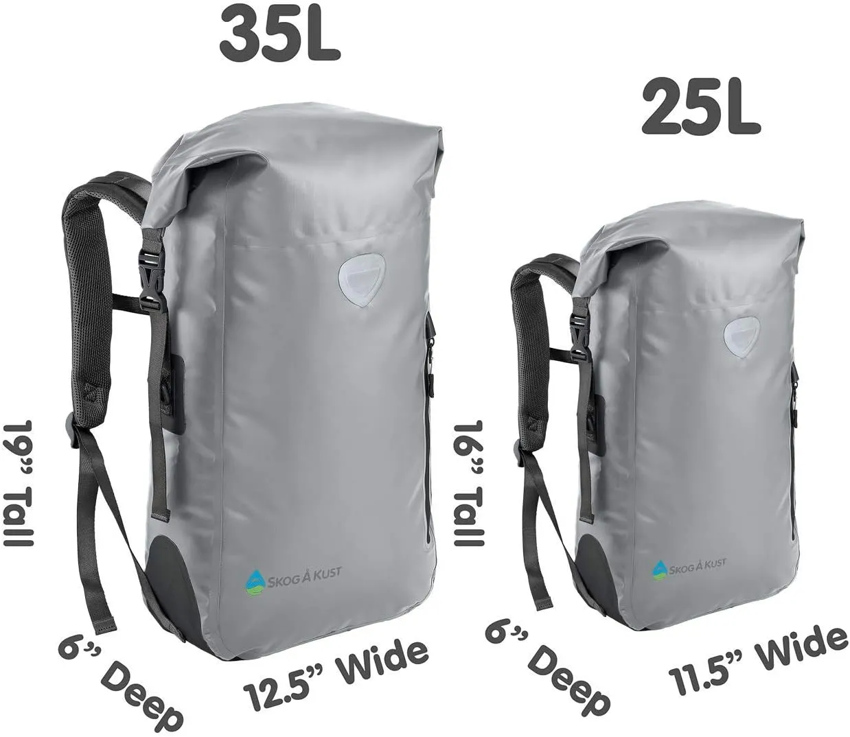 Skog  Kust BackSak Heavy Duty Waterproof Backpack - Gear Bag for Sports, Travel, & More - 25 & 35 Liter Sizes