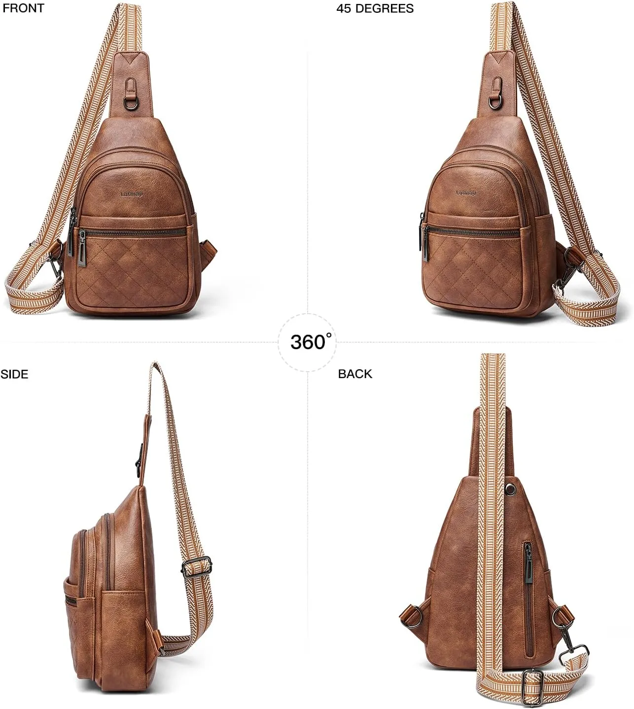 Sling Bag For Women Fanny Pack Crossbody Travel Shoulder Belt Bags Tote Backpack Purse Faux Leather