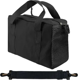 Small Tool Bag,Large Capacity Tool Bags for Men,Tool Organizer Bag,It Has Shoulder Straps And Side Pockets Canvas Tool Storage Bags for Storage Handbag for Screwdrivers,Wrench,Pliers (Black, 12 Inch)