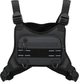 Sports Chest Bag For Men, Water Resistant Lightweight Front Running Vest Bag With Built-In Phone Holder & Extra Storage For Workouts, Cycling (Black)