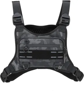 Sports Chest Bag For Men Women, Water Resistant Lightweight Front Chest Pack, Running Vest Bag With Built-In Phone Holder & Extra Storage For Workouts, Running, Cycling (Camo)
