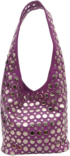 Stylish Studded Hobo Bag, Y2K Purse with Magnetic Closure, Mid-Sized Bucket HandbagDaily matching use