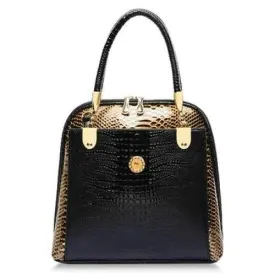 Stylish Style Snake Print and PU Leather Design Women's Tote Bag - Black