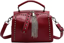 Stylish Women Barrel Tote Bag - Double Zipper Satchel Handbag - Leather Crossbody Shoulder Bag