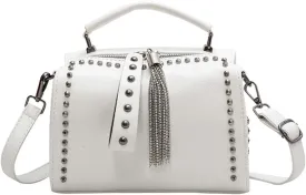 Stylish Women Barrel Tote Bag - Double Zipper Satchel Handbag - Leather Crossbody Shoulder Bag