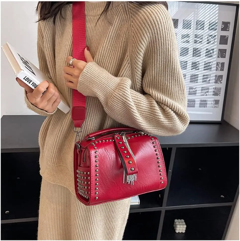 Stylish Women Barrel Tote Bag - Double Zipper Satchel Handbag - Leather Crossbody Shoulder Bag