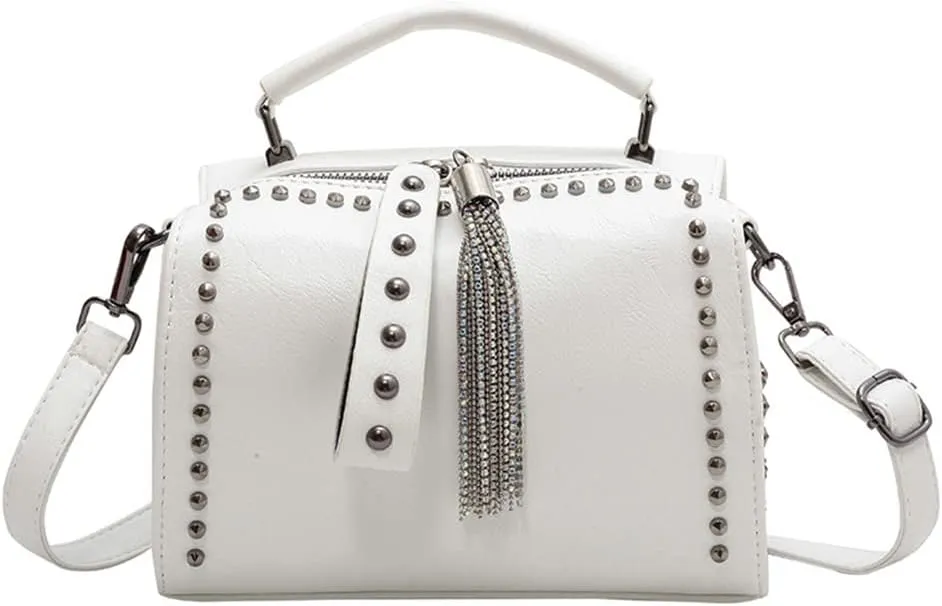 Stylish Women Barrel Tote Bag - Double Zipper Satchel Handbag - Leather Crossbody Shoulder Bag
