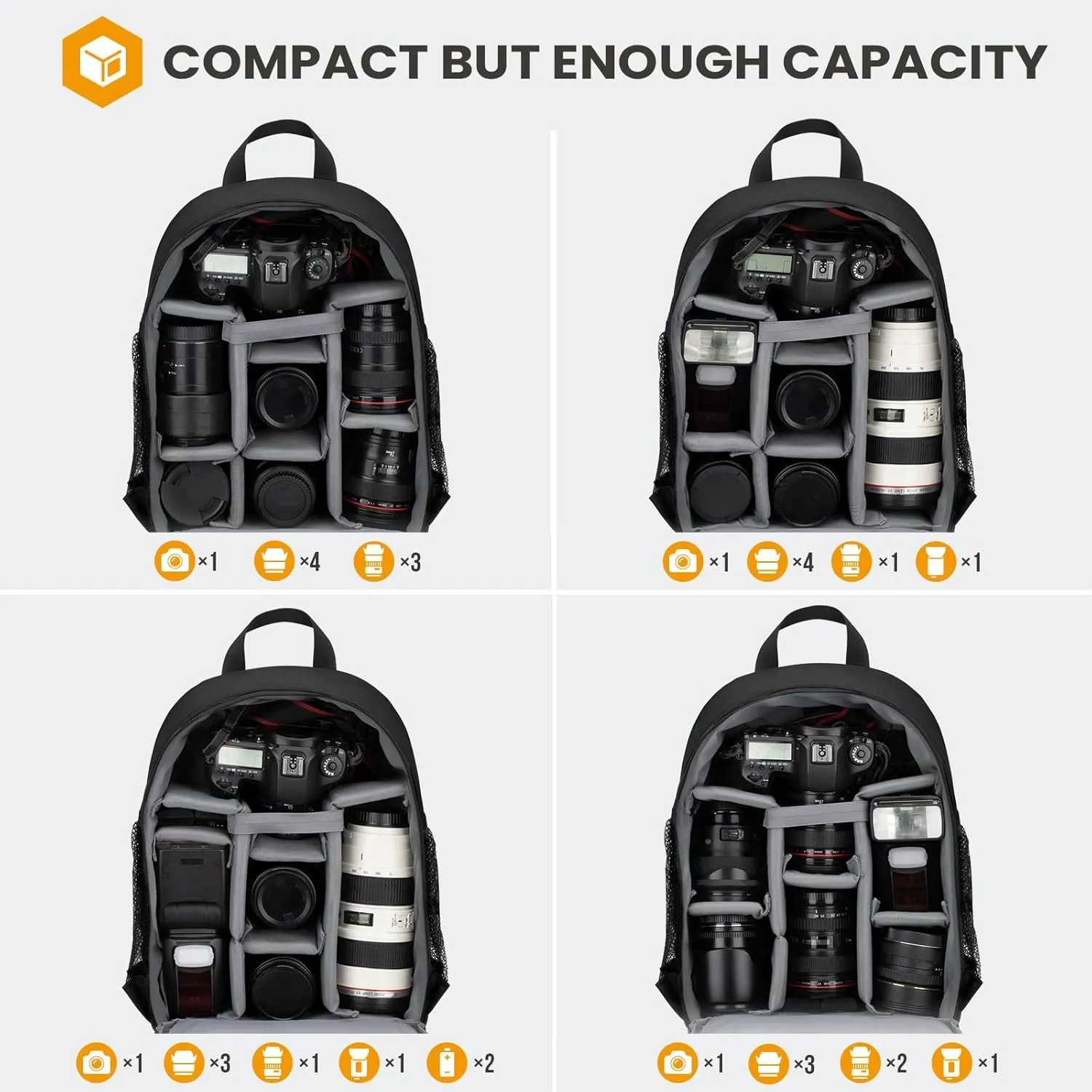 TARION Camera Backpack Bag Small - Professional DSLR Camera Bag with Waterproof Rain Cover Laptop Compartment Photograhy Backpack Case Black TB-S