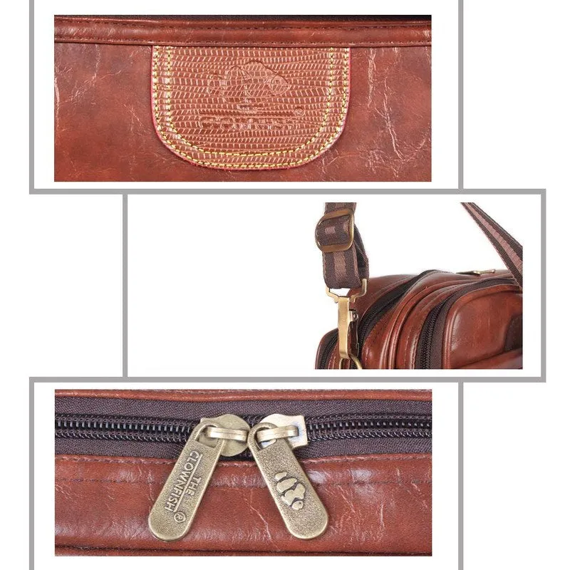 The Clownfish Commuter Series Messenger Bag - Multipurpose, Cushioned Sleeve | Includes Zipper Pockets | Size: 33cm x 24cm x 17cm | Burnt Brown