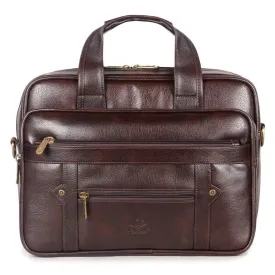 THE CLOWNFISH Faux Leather Laptop Messenger Bag - Water Resistant, Stylish Design | Adjustable Strap | 12 inch | Dark Brown