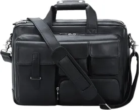 TIDING Full Grain Leather Briefcase For Men 17 Inch Laptop Case Business Travel Office Messenger Shoulder Bag