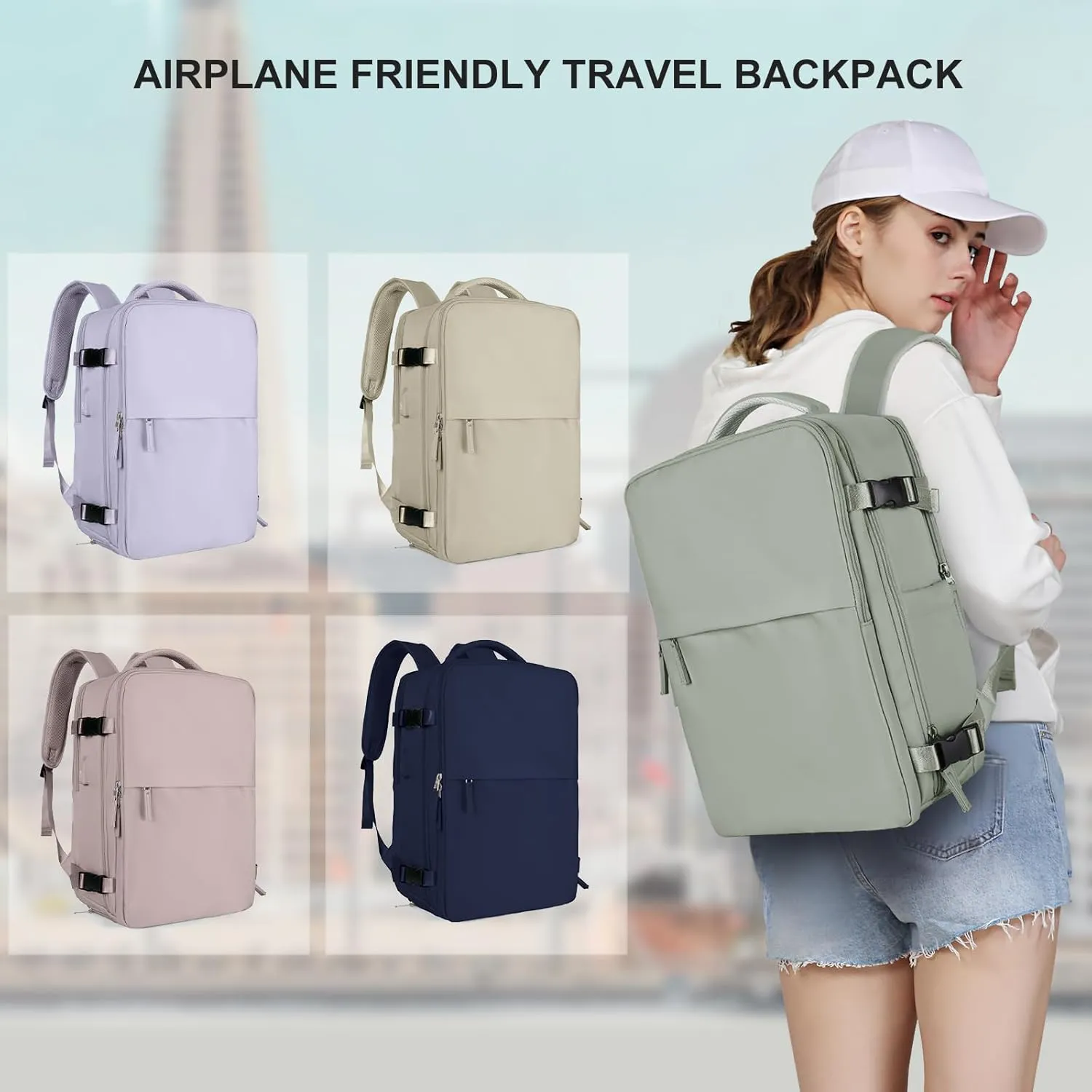 Travel Backpack For Women Men Airline Approved,Grass green Carry On Backpack,Large Hiking Backpack Waterproof Outdoor Sports Rucksack Casual Daypack Fit 15.6 Inch Laptop Backpack College Backpack