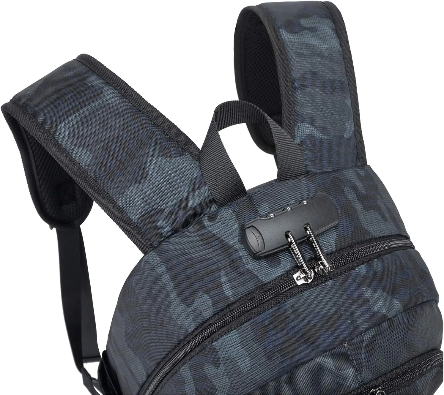 Tzowla Anti-Theft Business Laptop Backpack, Water Resistant, 15.6 Inch, Navy Blue Camo, Unisex