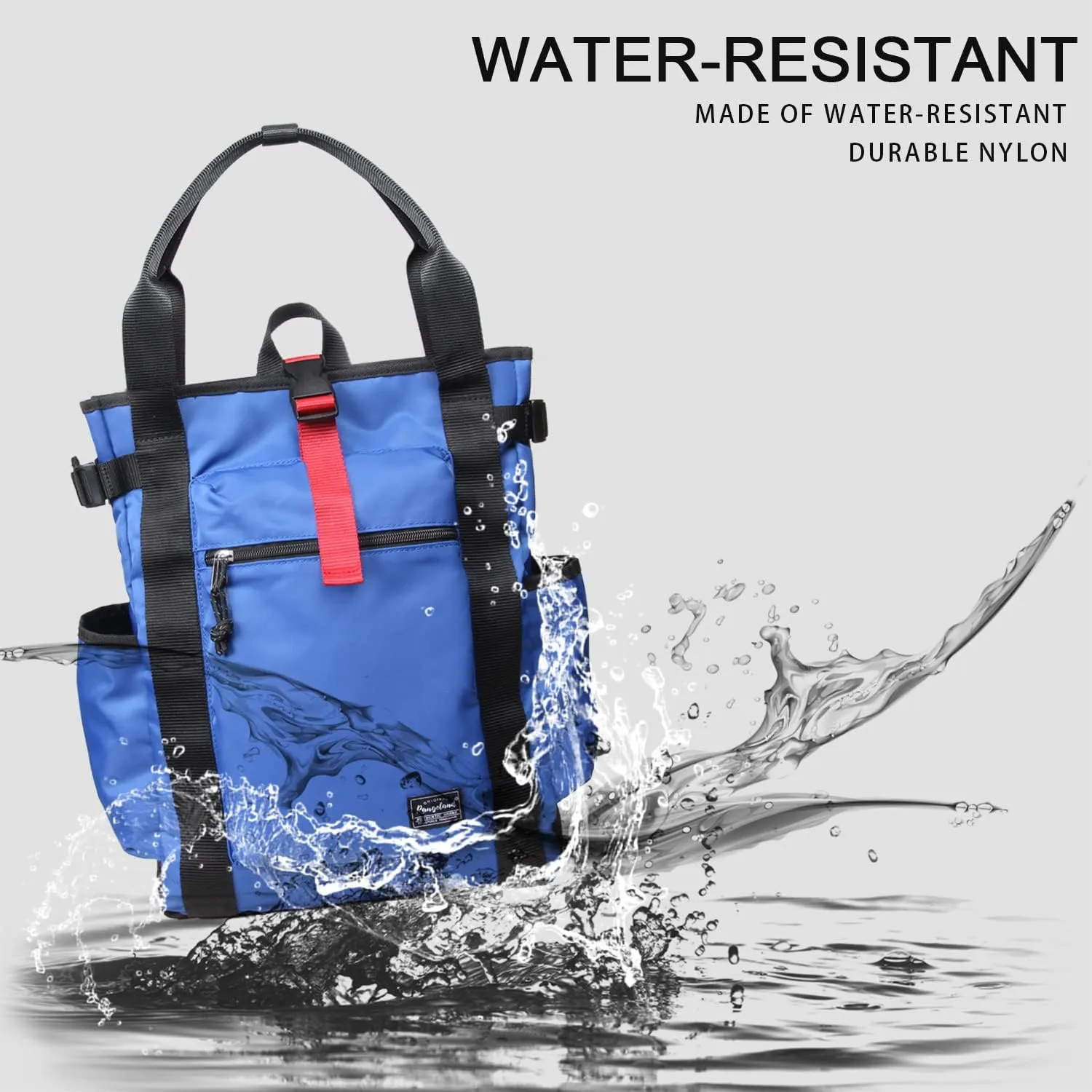Unisex Laptop Tote Backpack Convertible Lightweight Nylon Water-Resistant Everyday Shoulder Tote bag Backpack with Water Bottle Pocket Work Travel, Royal Blue