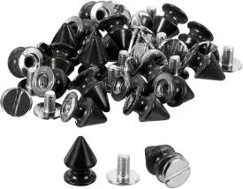 uxcell 20Sets Cone Spike Stud Rivet, 8x12mm Screw Back Tree Studs and Spikes for Leather Craft, Clothing, Shoes, Belts, Bags (Black)