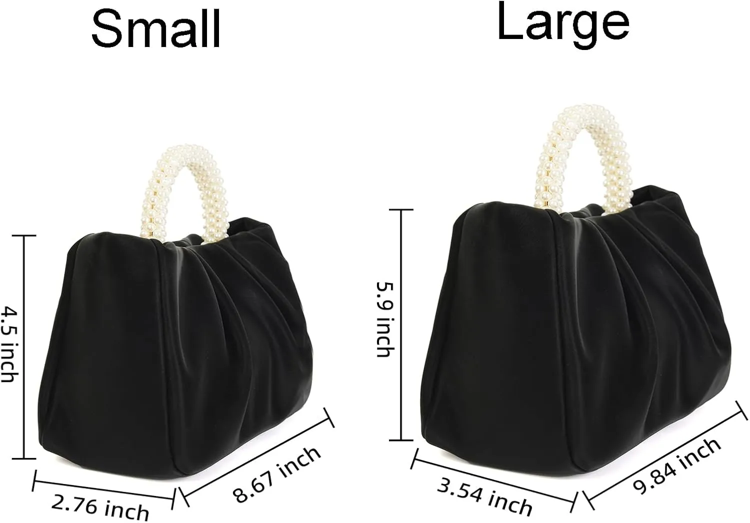 Valleycomfy Evening Clutch Pearl Purses for Women Ladies Soft Leather Ruched Crossbody Bags Shoulder Bag for Party Wedding