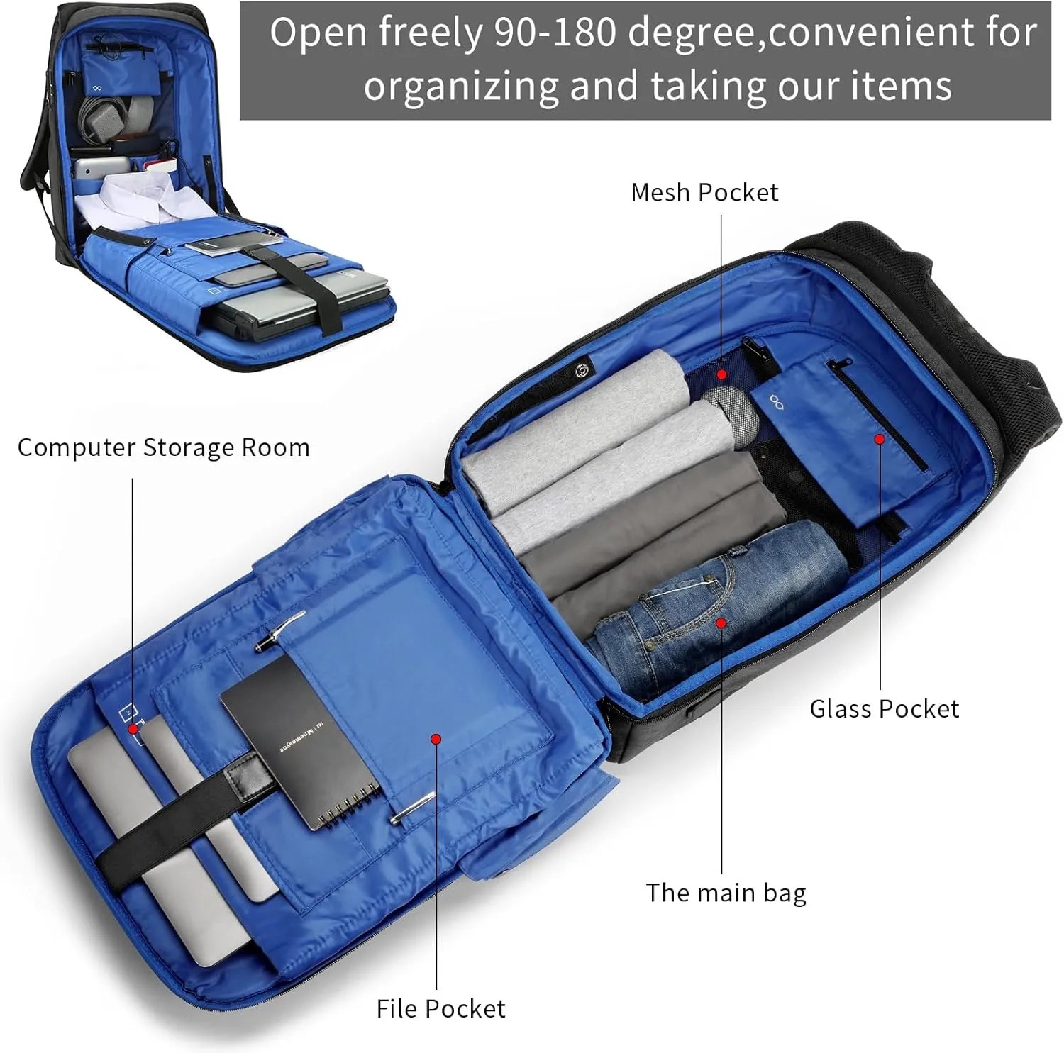 VGOAL Laptop Backpack 15.6 inch with TSA Lock and USB Charging Flight Approved Carry on Business Backpack Anti Theft Traveling Bag for Men and Women