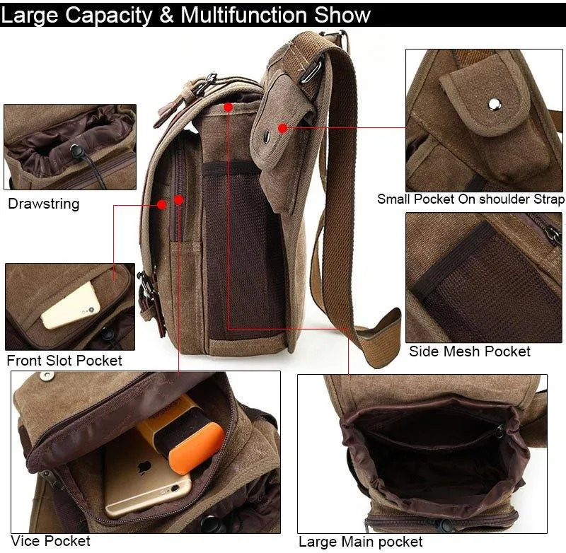 Vintage Canvas Shoulder Molle Messenger Bag