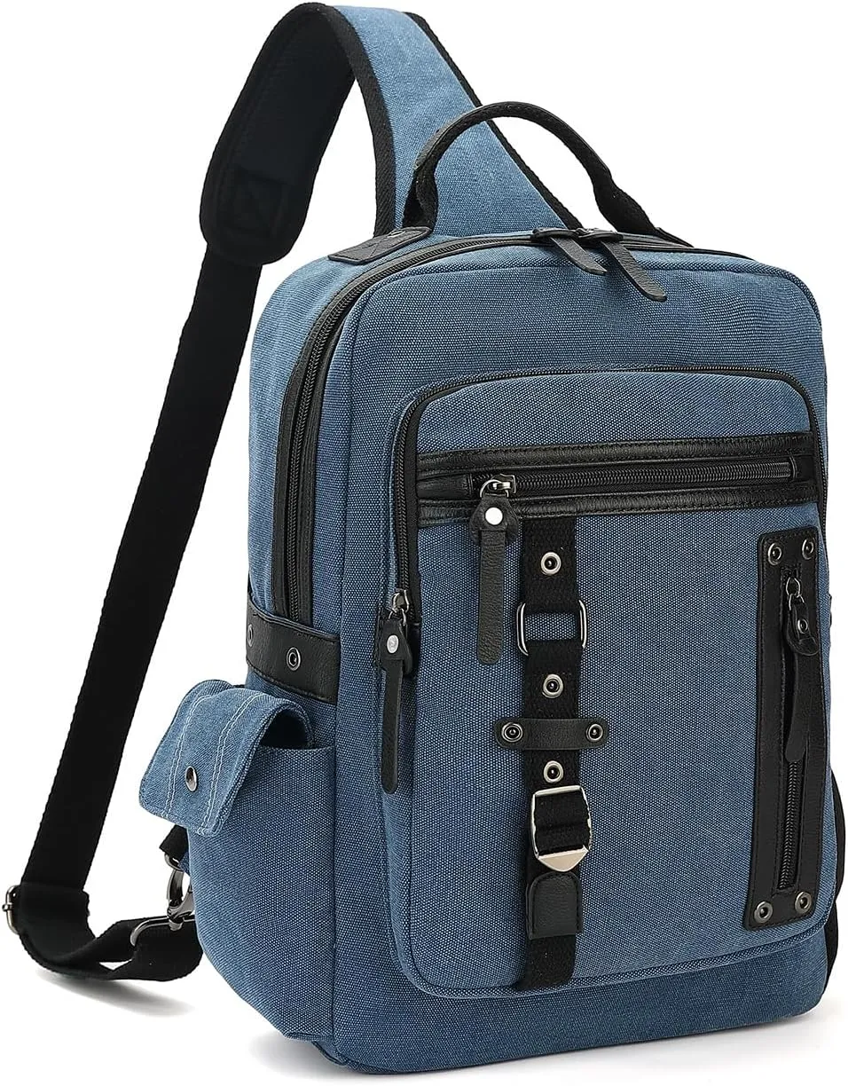 Vintage Messenger Bag, Canvas Backpack for Travel, Men's Shoulder Bag, Dual-use Bag for Hand Carry and Crossbody Carry