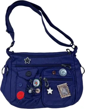 Vintage Y2K Crossbody Bag for Women- Adjustable Strap, Retro Button Design, Multi-Pocket PU Leather Bag