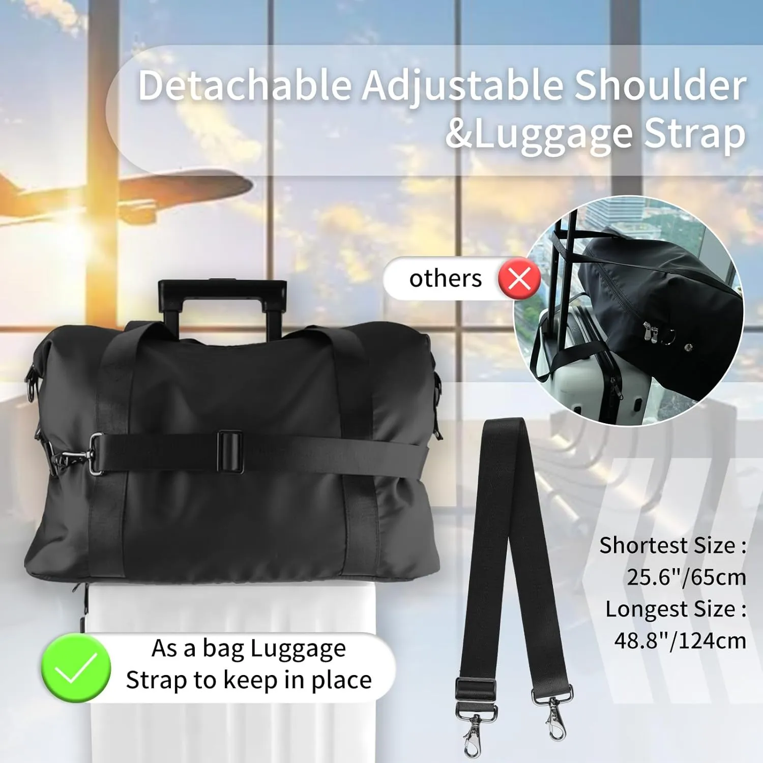 WALNEW Travel Duffle Bag for Women - Water-resistant Duffle Bag with Wet Pocket, Carry On Personal Item Travel Bag, Weekender Overnight Bag, Hospital Bag for Women Labor Delivery, Black