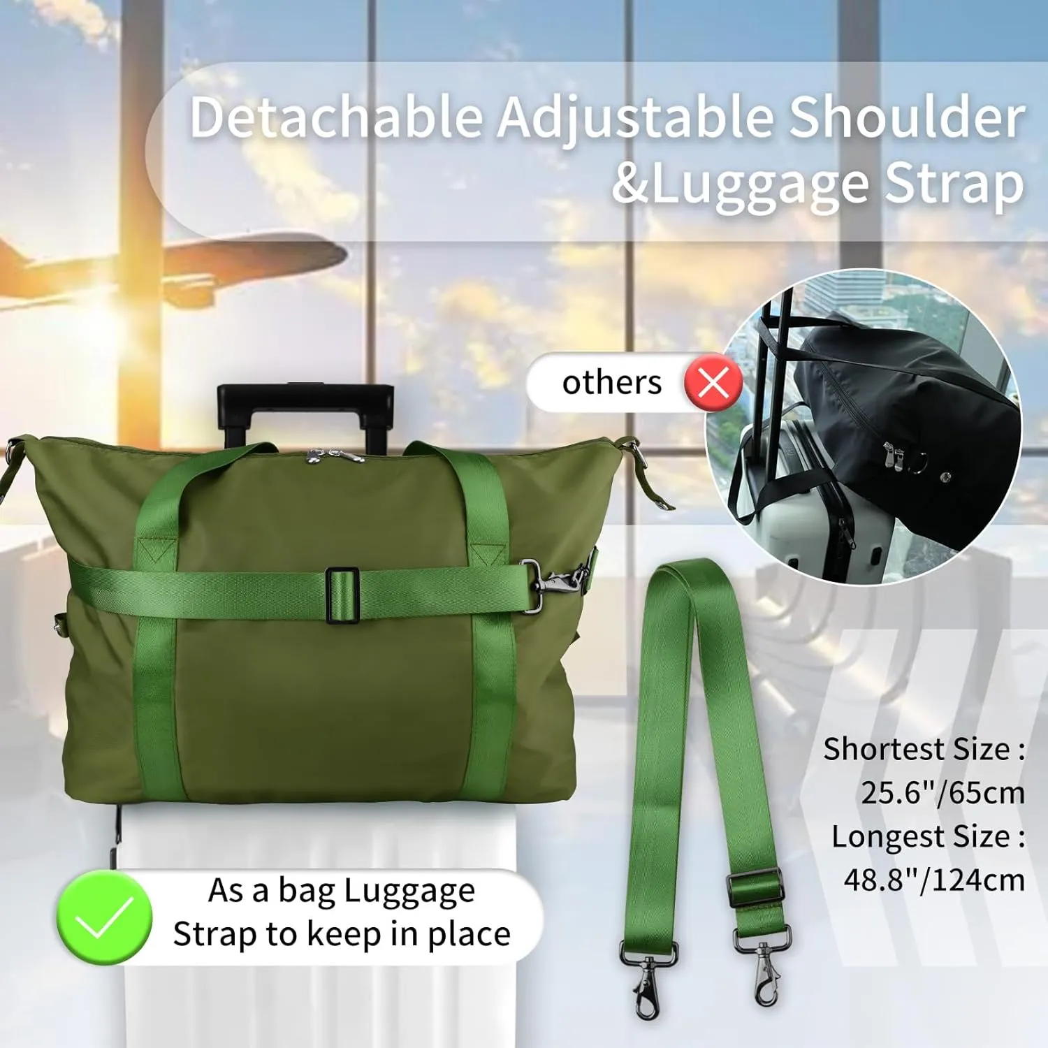 WALNEW Travel Duffle Bag for Women - Water-resistant Duffle Bag with Wet Pocket, Carry On Personal Item Travel Bag, Weekender Overnight Bag, Hospital Bag for Women Labor Delivery, Green