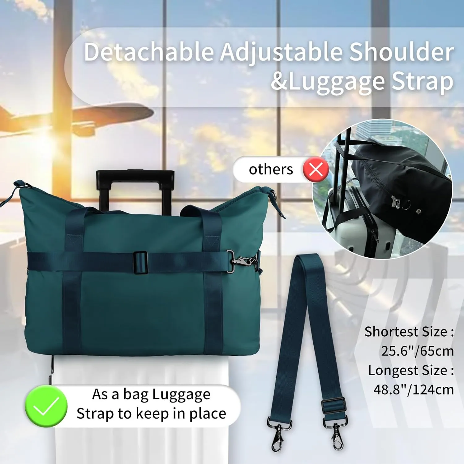 WALNEW Travel Duffle Bag for Women - Water-resistant Duffle Bag with Wet Pocket, Carry On Personal Item Travel Bag, Weekender Overnight Bag, Hospital Bag for Women Labor Delivery, Peacock Blue