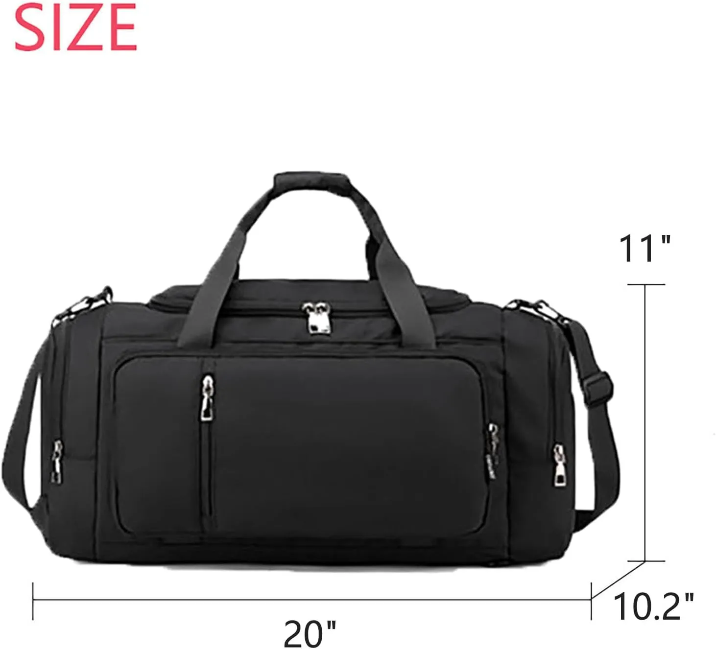 Waterproof Duffel Backpack with Shoe Compartment Dry Wet Separation 20"L Travel Gym Bag for Women Men (Black)
