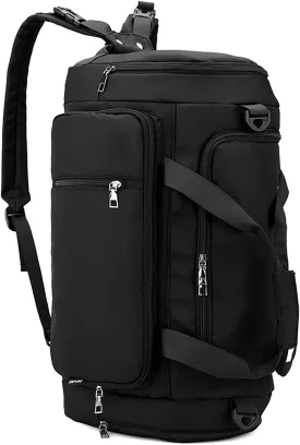 Waterproof Duffel Backpack with Shoe Compartment Dry Wet Separation 20"L Travel Gym Bag for Women Men (Black)