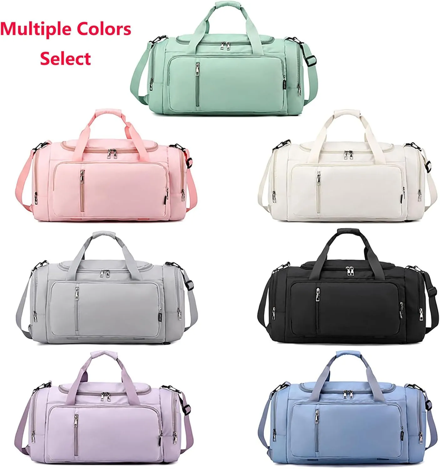 Waterproof Duffel Backpack with Shoe Compartment Dry Wet Separation 20"L Travel Gym Bag for Women Men (Black)