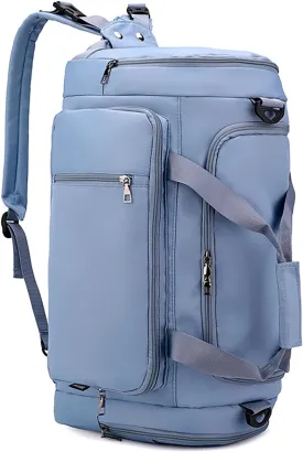 Waterproof Duffel Backpack with Shoe Compartment Dry Wet Separation 20"L Travel Gym Bag for Women Men (Blue)