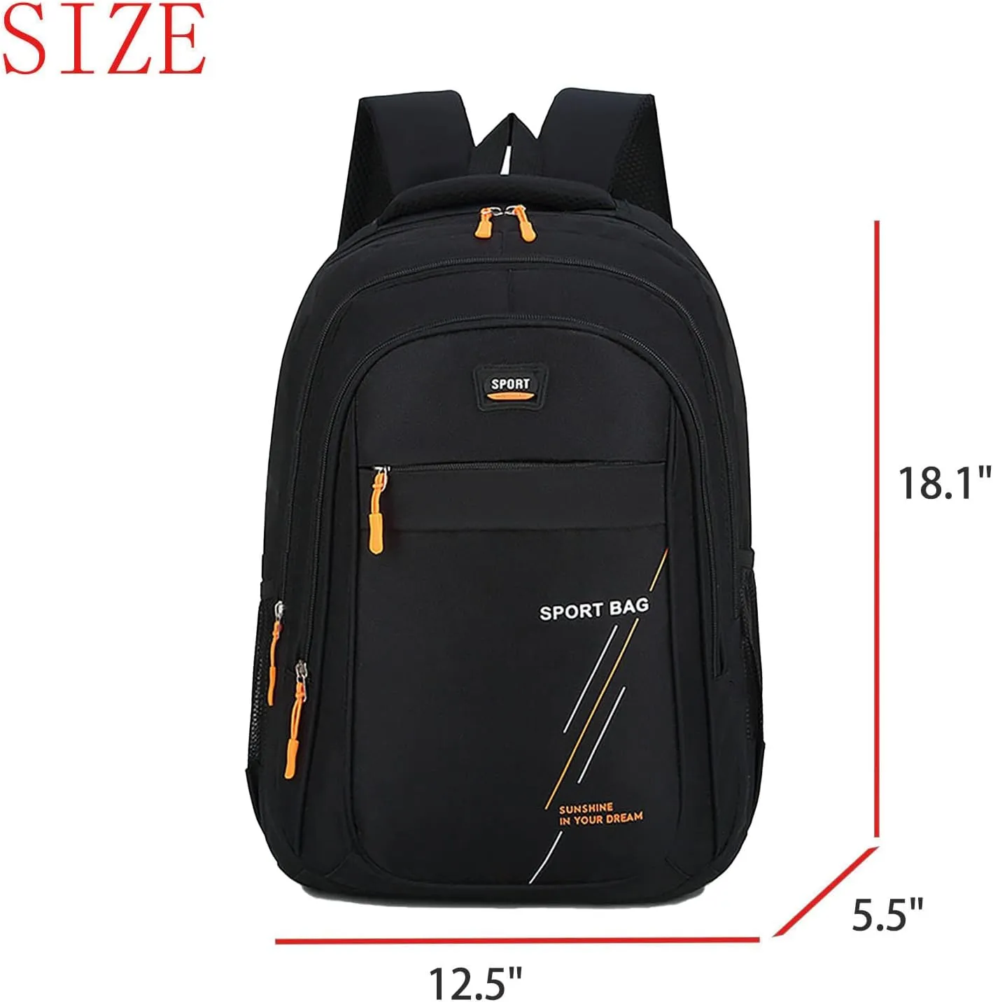 Waterproof Travel Backpack for Outdoor, Large Capacity Laptop Backpack Fits 15.6-Inch Devices (Black)