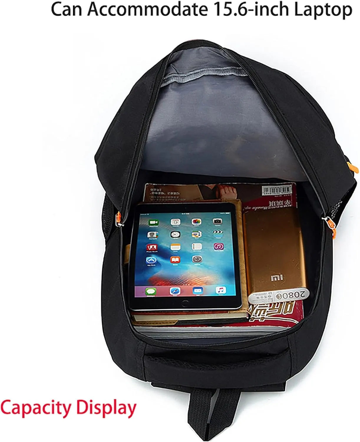 Waterproof Travel Backpack for Outdoor, Large Capacity Laptop Backpack Fits 15.6-Inch Devices (Black)