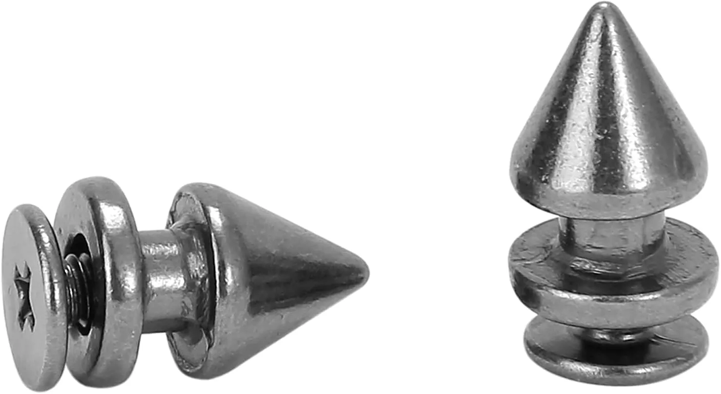 Weebee 100 Sets 12MM Spikes Studs Metal Bullet Cone Spikes Metallic Screw Back Studs for DIY Leather Craft Belts Bags Rivets Punk Accessories (Gun Metal)