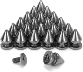 Weebee 100 Sets 12MM Spikes Studs Metal Bullet Cone Spikes Metallic Screw Back Studs for DIY Leather Craft Belts Bags Rivets Punk Accessories (Gun Metal)