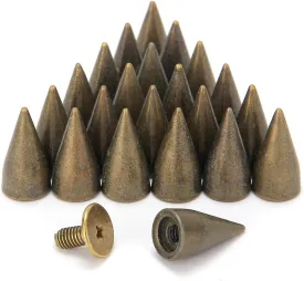 Weebee 100 Sets 13MM Metal Bullet Cone Spikes Studs Metal Screw Back Studs Spike for Clothing DIY Leather Craft Bag Shoes Belts Rapid Nail Rivets Punk Accessories