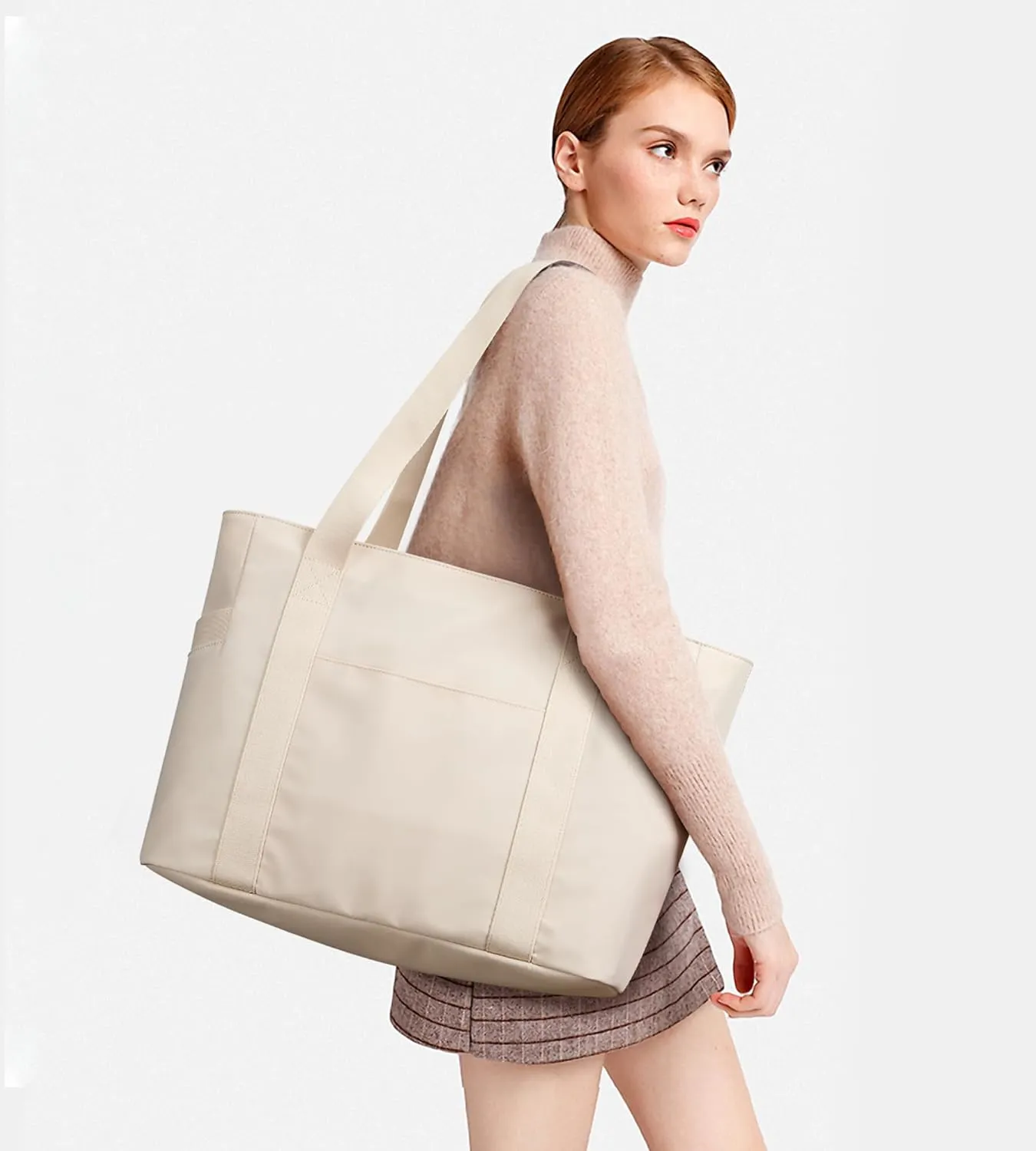 WLLWOO Large Work Tote Bag for Women with 15.6" Laptop Compartment & Trolley Sleeve for Travel Daily Nurse Gym